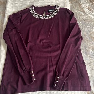 Karl Lagerfeld pearl neck and bow back sweater
